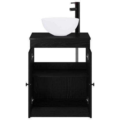 Bathroom Furniture Set Black Oak Engineered Wood