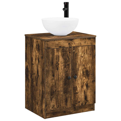 Bathroom Furniture Set Smoked Oak Engineered Wood