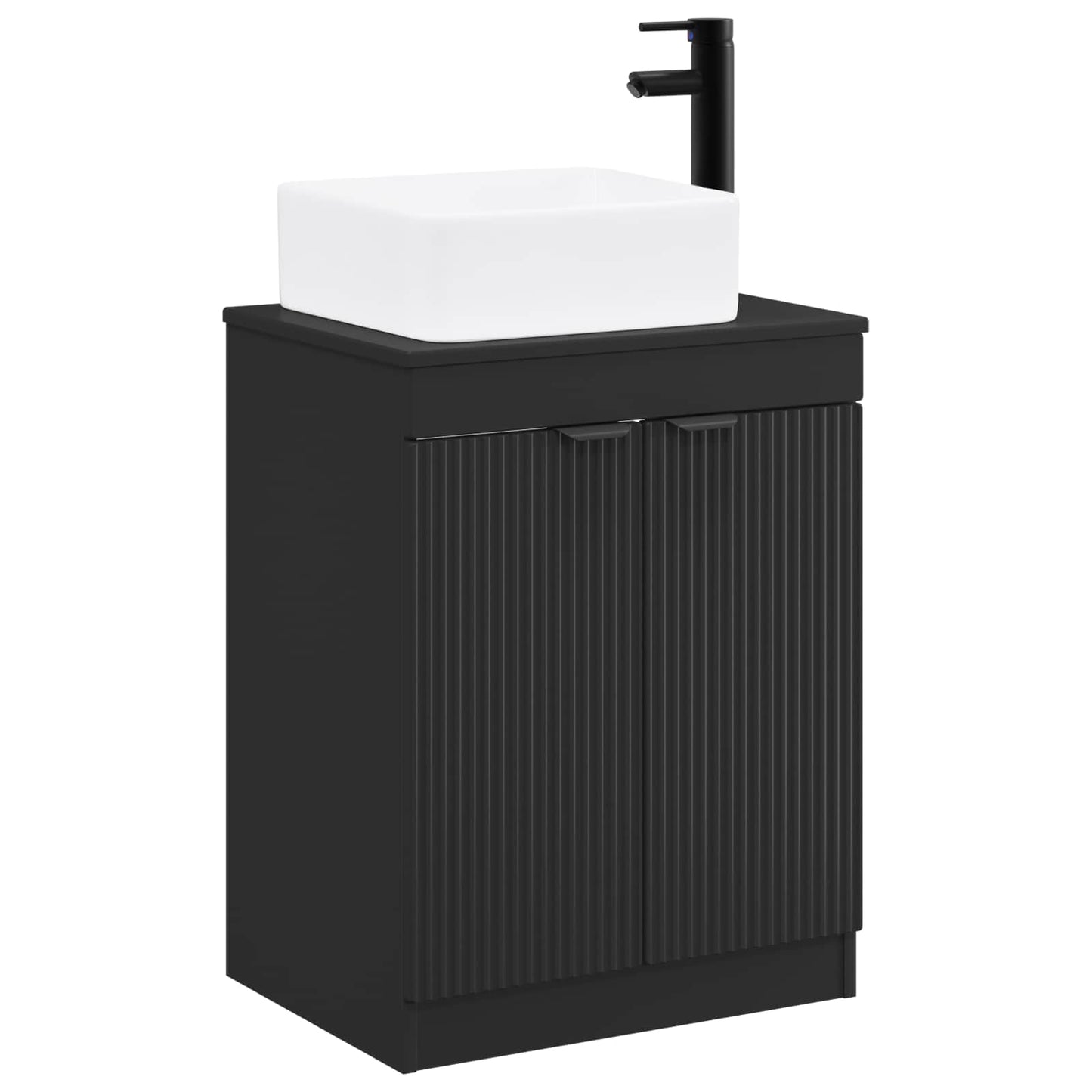 Bathroom Furniture Set Black Engineered Wood