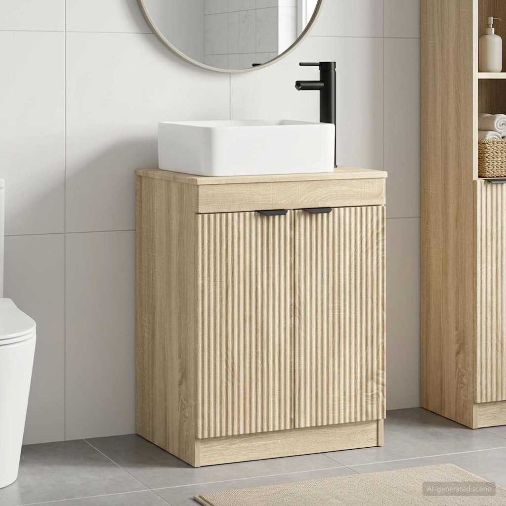 Bathroom Furniture Set Sonoma Oak Engineered Wood