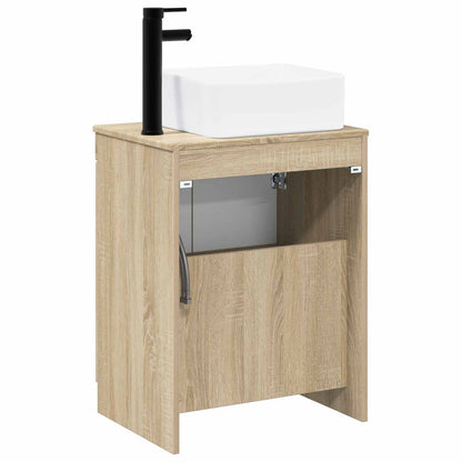Bathroom Furniture Set Sonoma Oak Engineered Wood