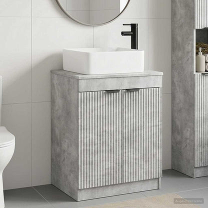 Bathroom Furniture Set Concrete Grey Engineered Wood