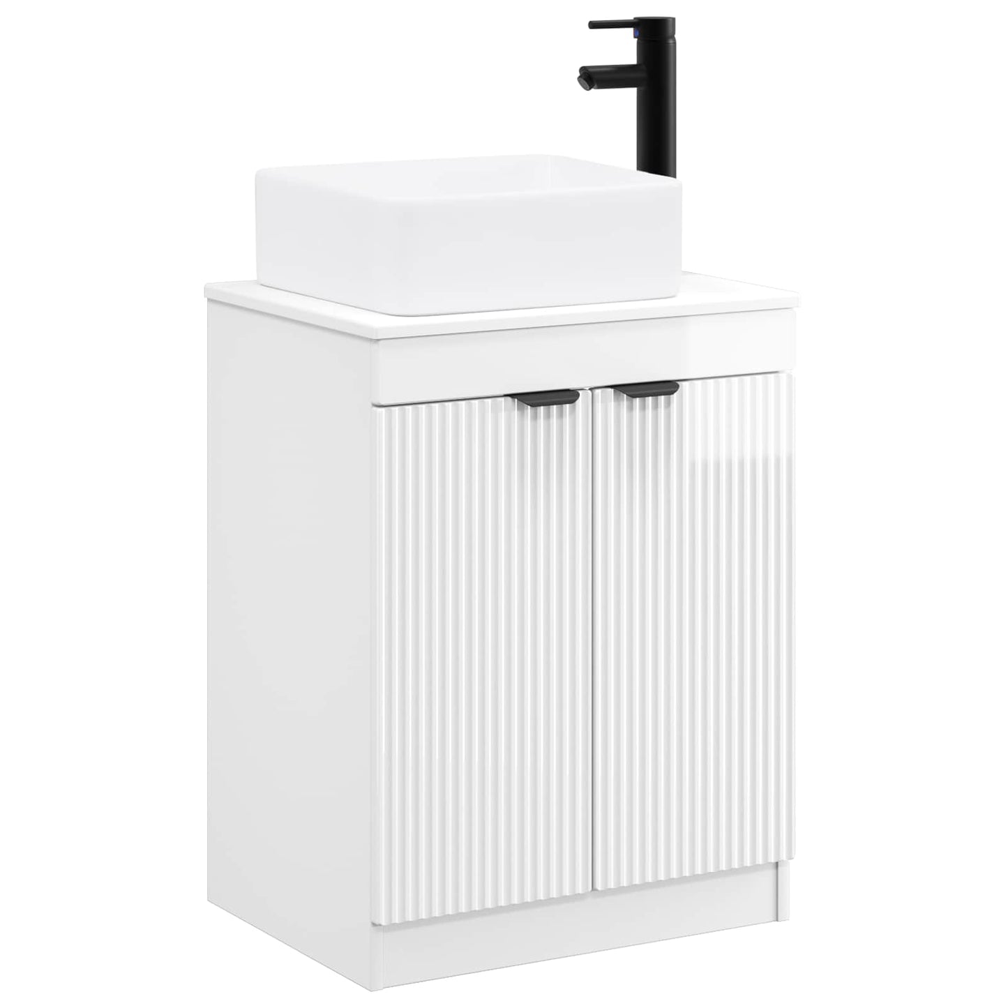 Bathroom Furniture Set High Gloss White Engineered Wood