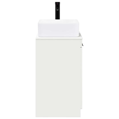 Bathroom Furniture Set High Gloss White Engineered Wood