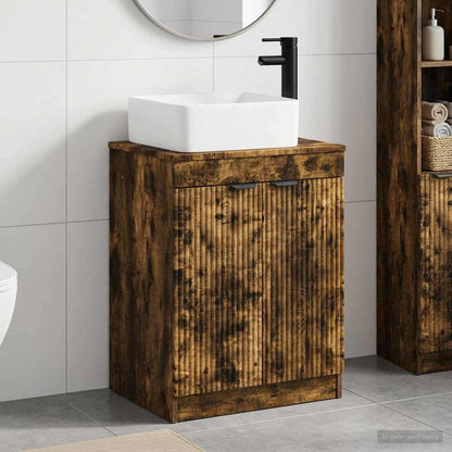Bathroom Furniture Set Smoked Oak Engineered Wood
