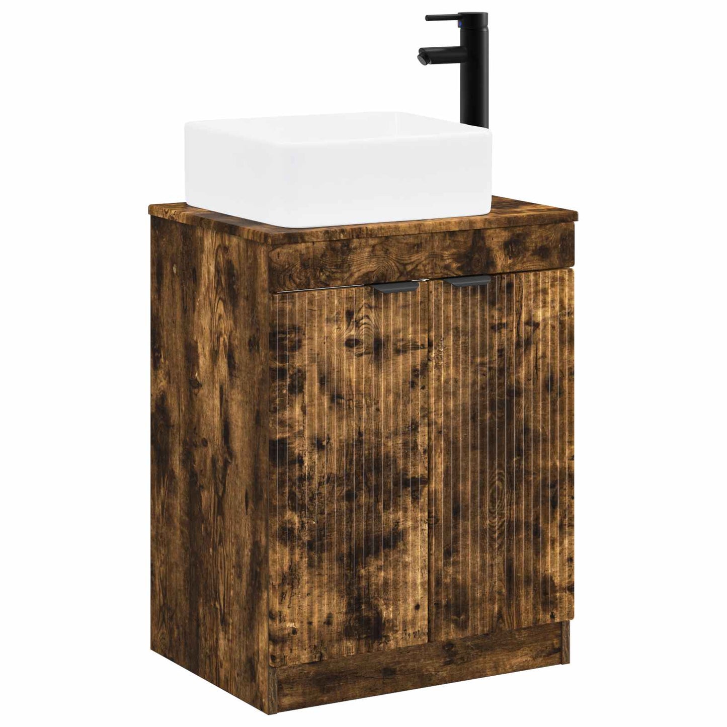 Bathroom Furniture Set Smoked Oak Engineered Wood