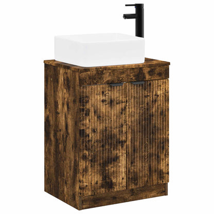 Bathroom Furniture Set Smoked Oak Engineered Wood