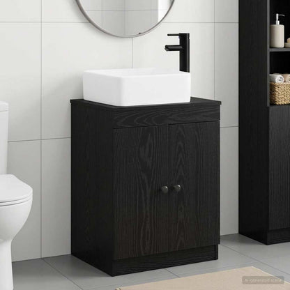 Bathroom Furniture Set Black Oak Engineered Wood