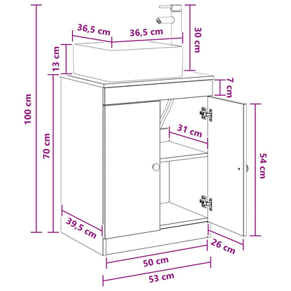 Bathroom Furniture Set Concrete Grey Engineered Wood