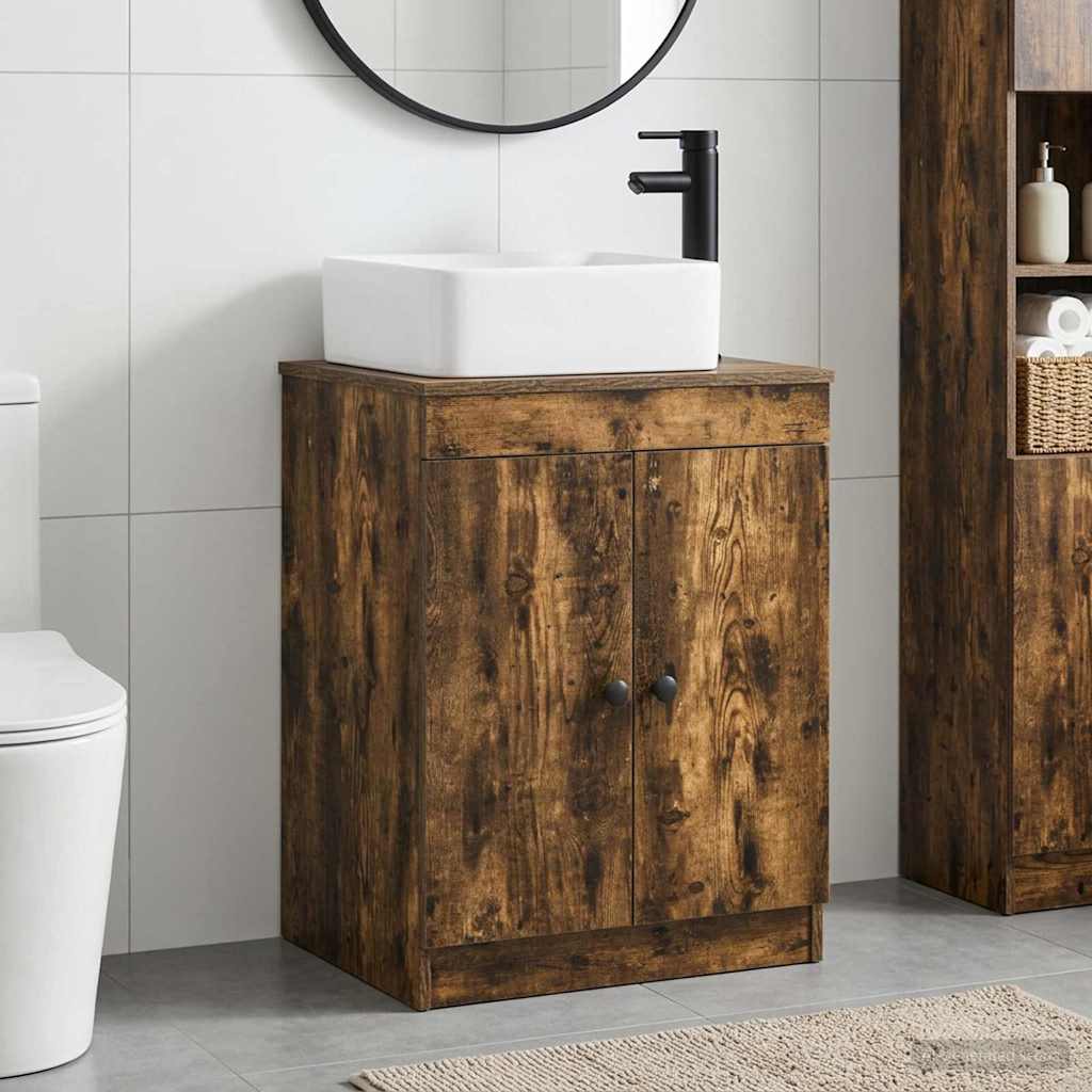 Bathroom Furniture Set Smoked Oak Engineered Wood