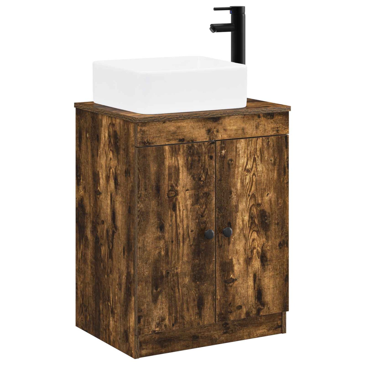 Bathroom Furniture Set Smoked Oak Engineered Wood