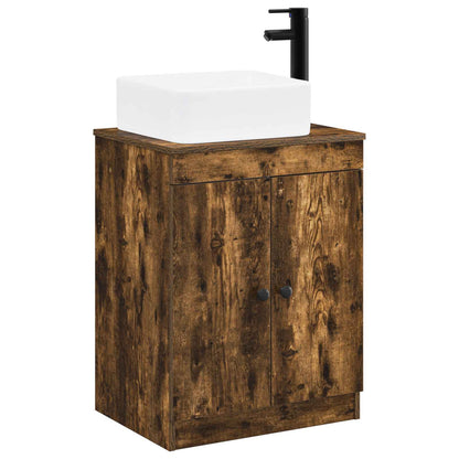 Bathroom Furniture Set Smoked Oak Engineered Wood