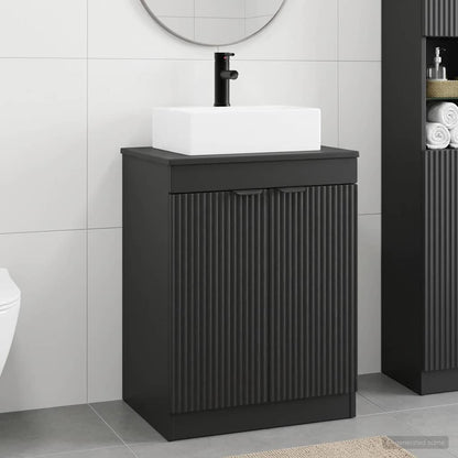 Bathroom Furniture Set Black Engineered Wood