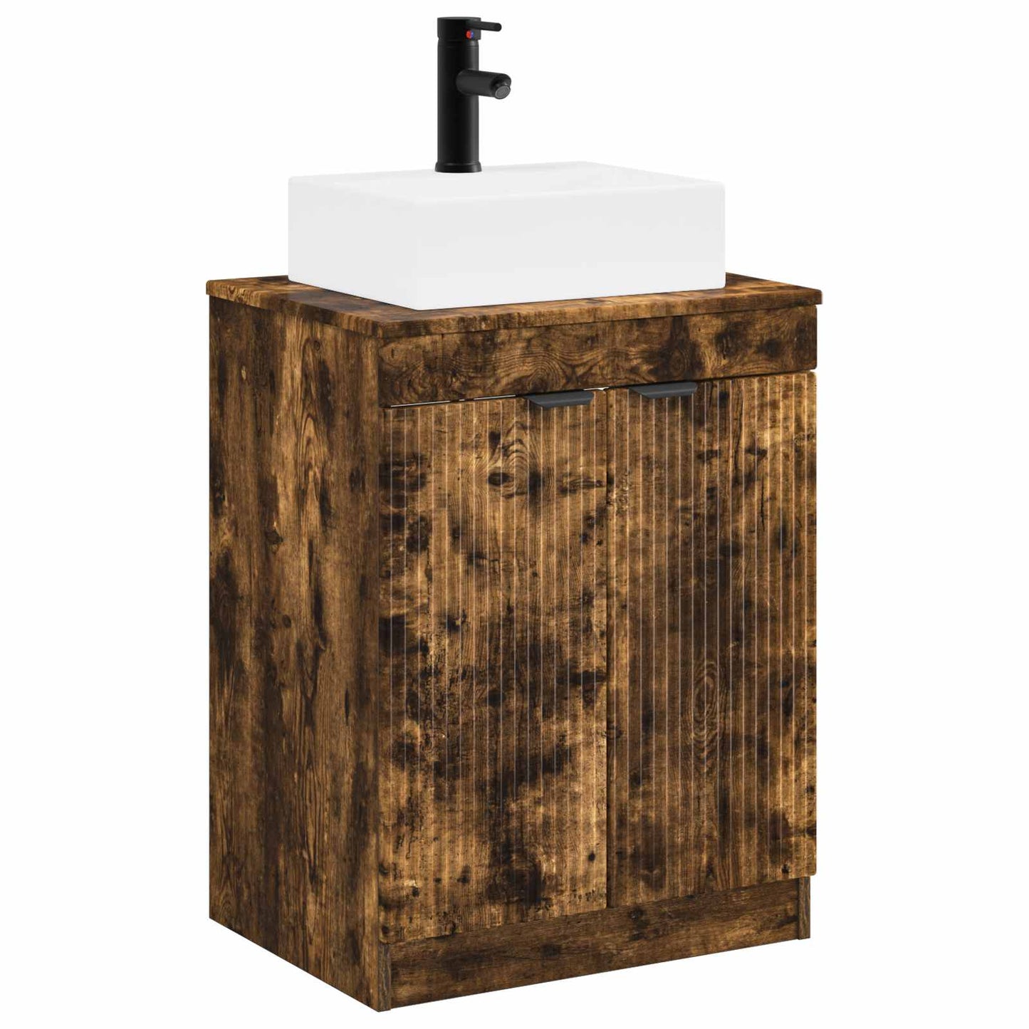 Bathroom Furniture Set Smoked Oak Engineered Wood