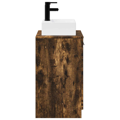 Bathroom Furniture Set Smoked Oak Engineered Wood
