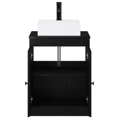 Bathroom Furniture Set Black Oak Engineered Wood