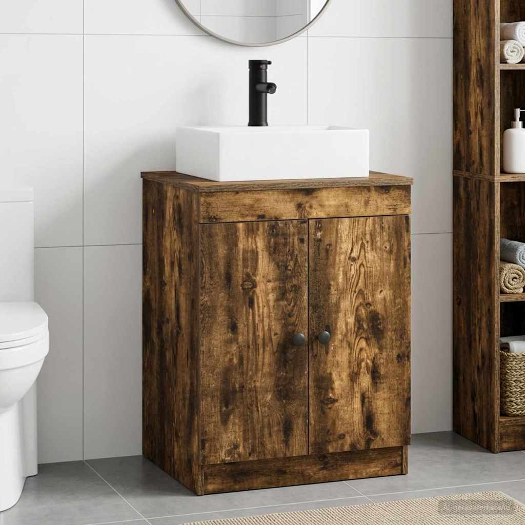 Bathroom Furniture Set Smoked Oak Engineered Wood