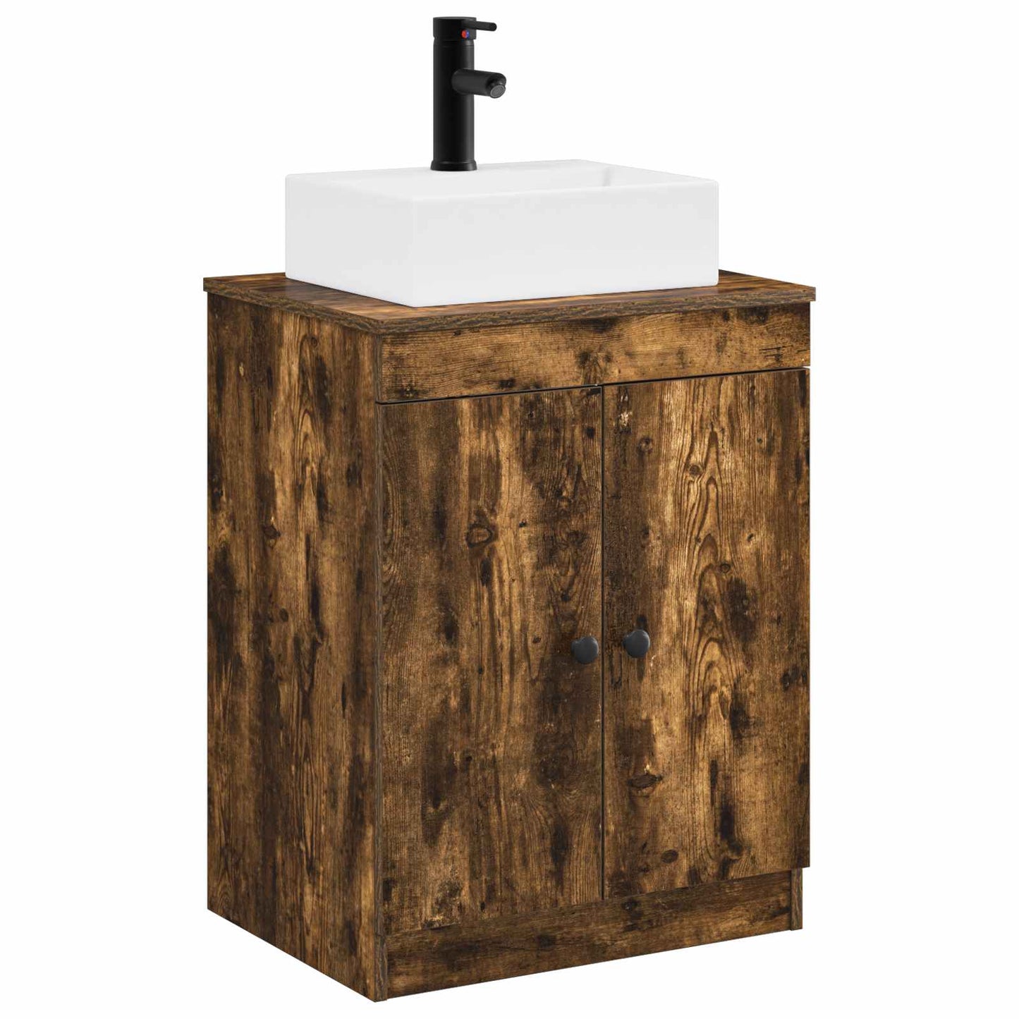 Bathroom Furniture Set Smoked Oak Engineered Wood