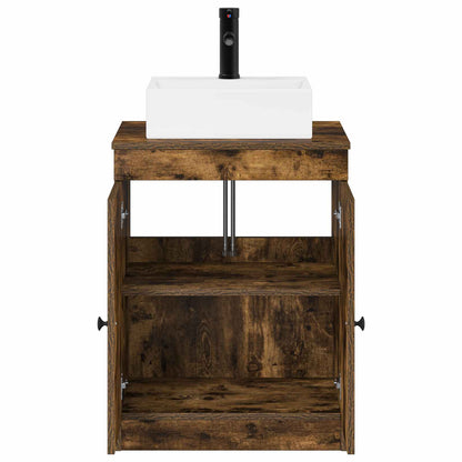 Bathroom Furniture Set Smoked Oak Engineered Wood