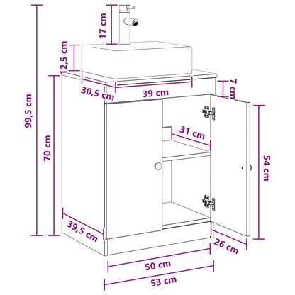 Bathroom Furniture Set Smoked Oak Engineered Wood