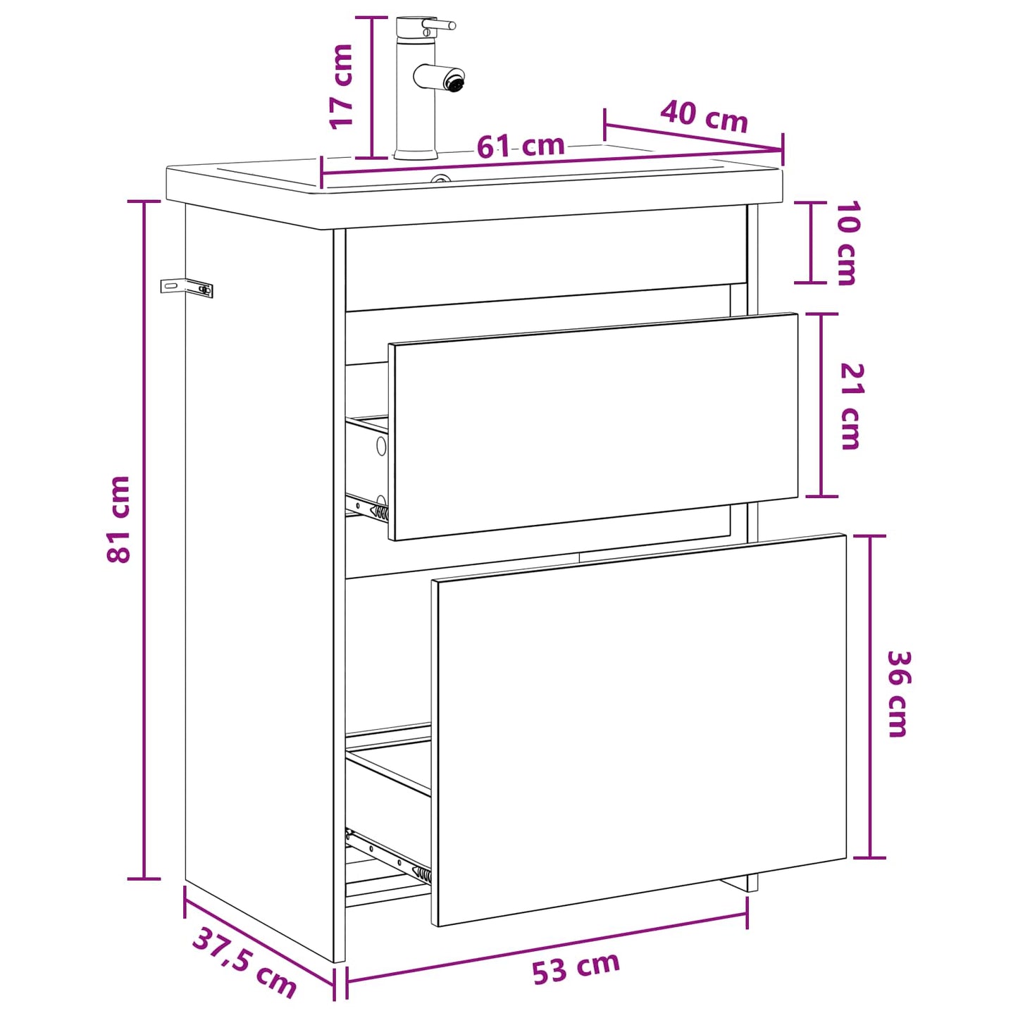Bathroom Furniture Set Sonoma Oak 61 x 40 x 84.5 cm