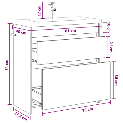 Bathroom Furniture Set Black Oak 81 x 40 x 84.5 cm