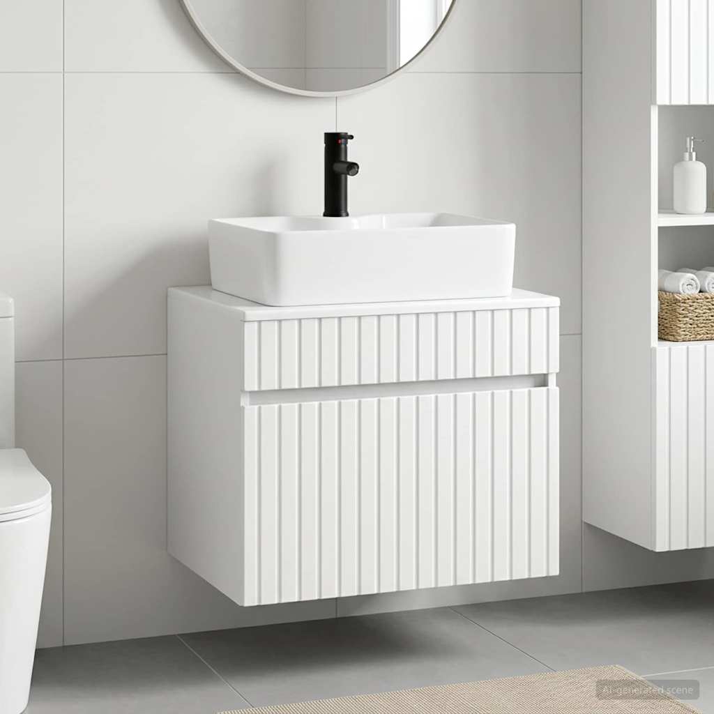 Bathroom Furniture Set White Engineered Wood