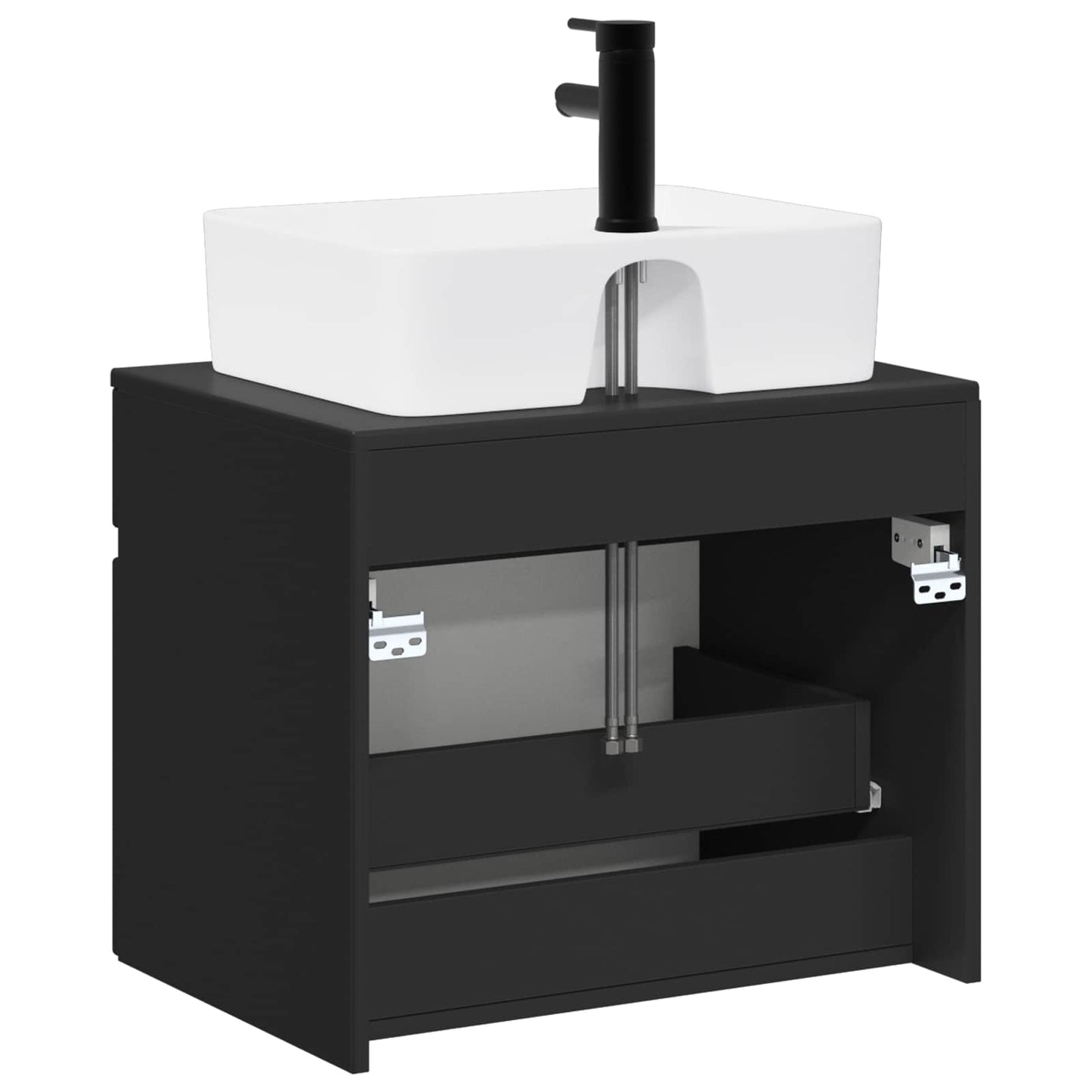 Bathroom Furniture Set Black Engineered Wood