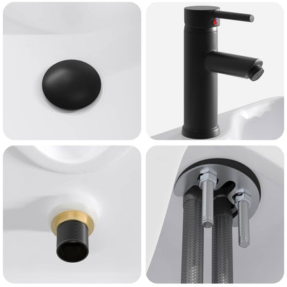 Bathroom Furniture Set High Gloss White Engineered Wood