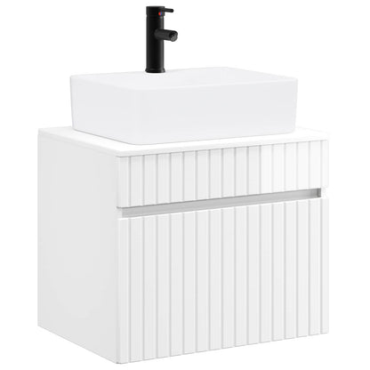 Bathroom Furniture Set High Gloss White Engineered Wood