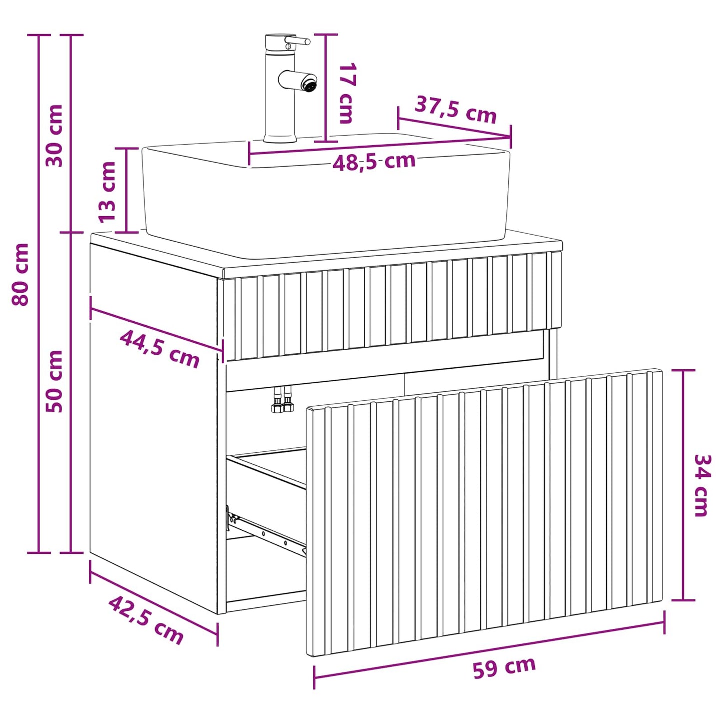 Bathroom Furniture Set High Gloss White Engineered Wood