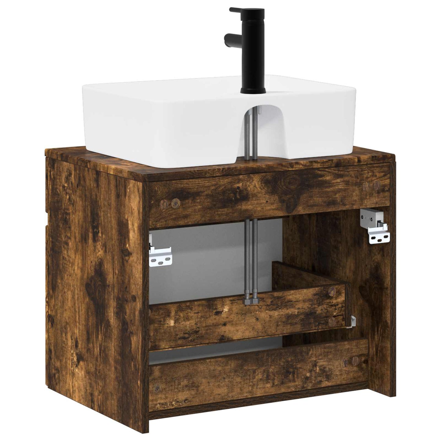 Bathroom Furniture Set Smoked Oak Engineered Wood