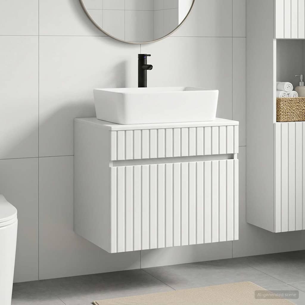 Bathroom Furniture Set White Engineered Wood