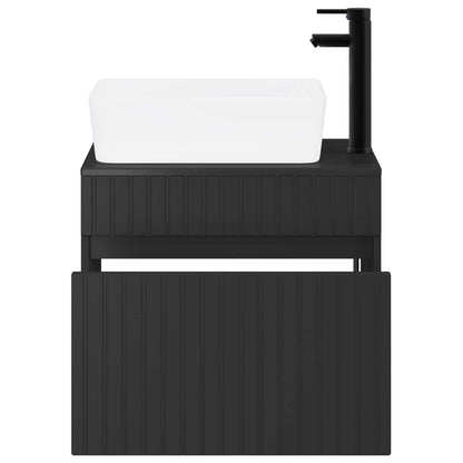 Bathroom Furniture Set Black Engineered Wood