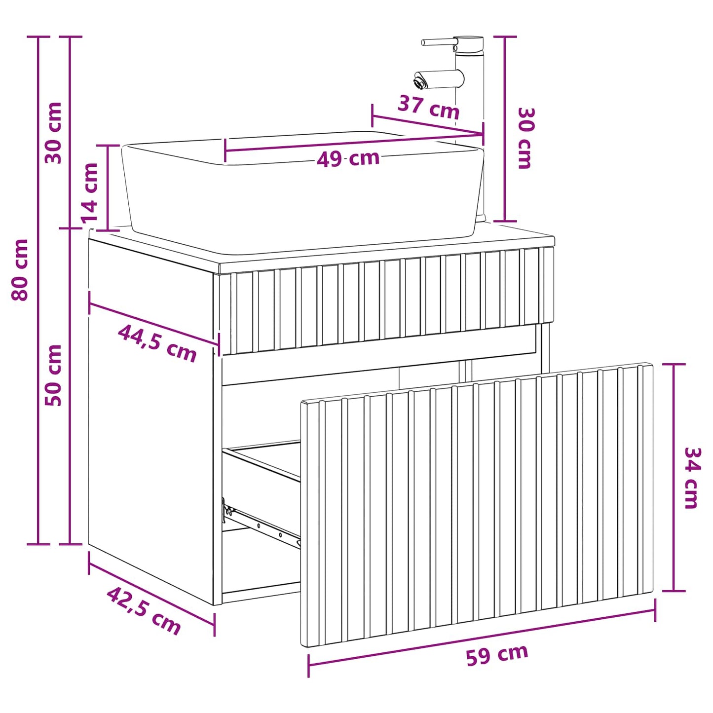 Bathroom Furniture Set Black Engineered Wood