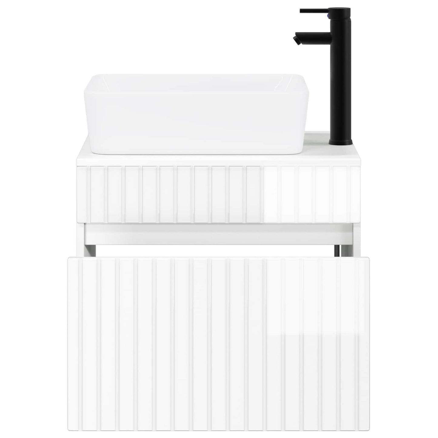Bathroom Furniture Set High Gloss White Engineered Wood