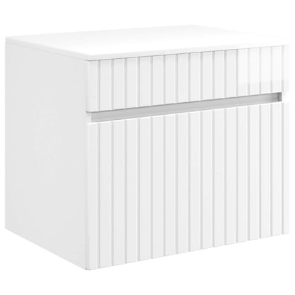 Bathroom Furniture Set High Gloss White Engineered Wood