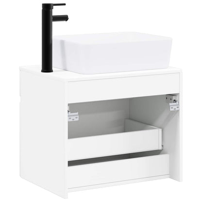 Bathroom Furniture Set High Gloss White Engineered Wood