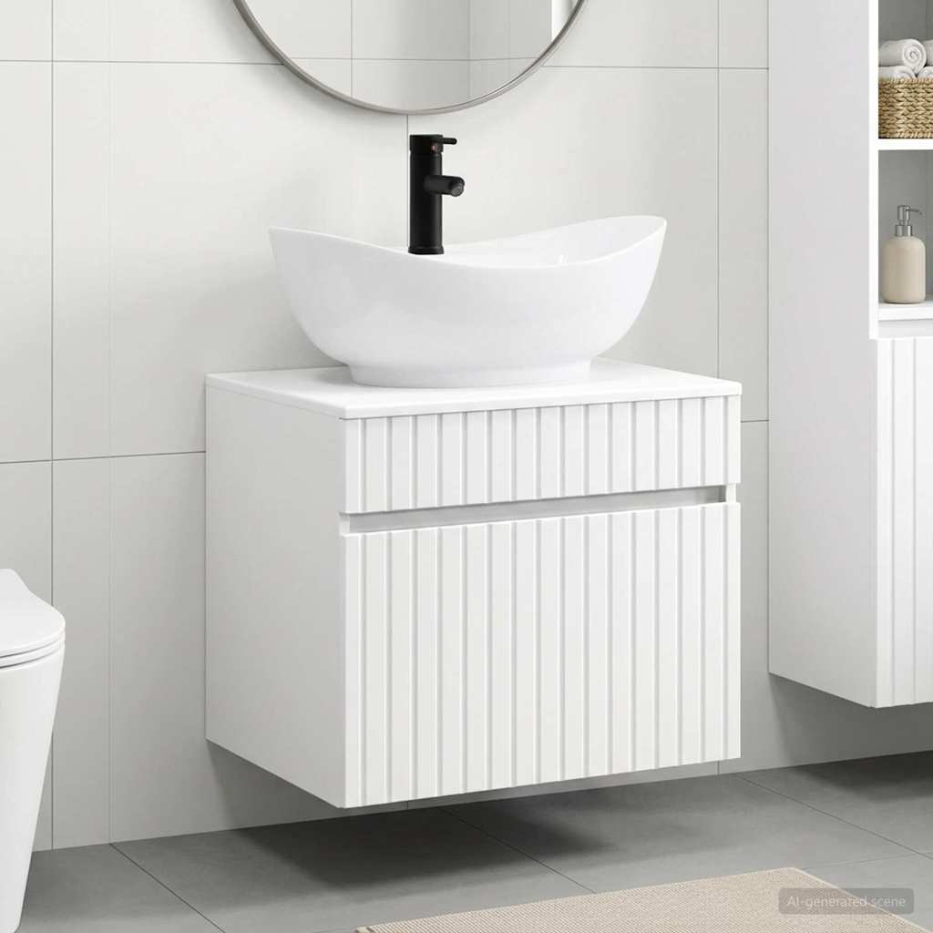 Bathroom Furniture Set White Engineered Wood