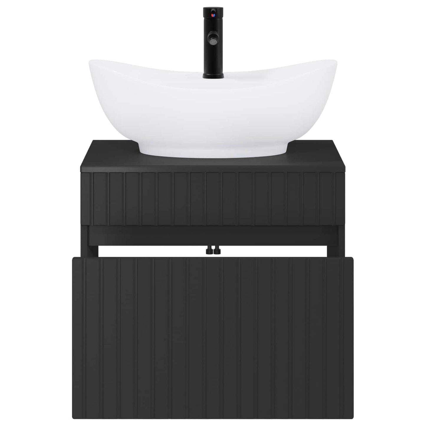 Bathroom Furniture Set Black Engineered Wood