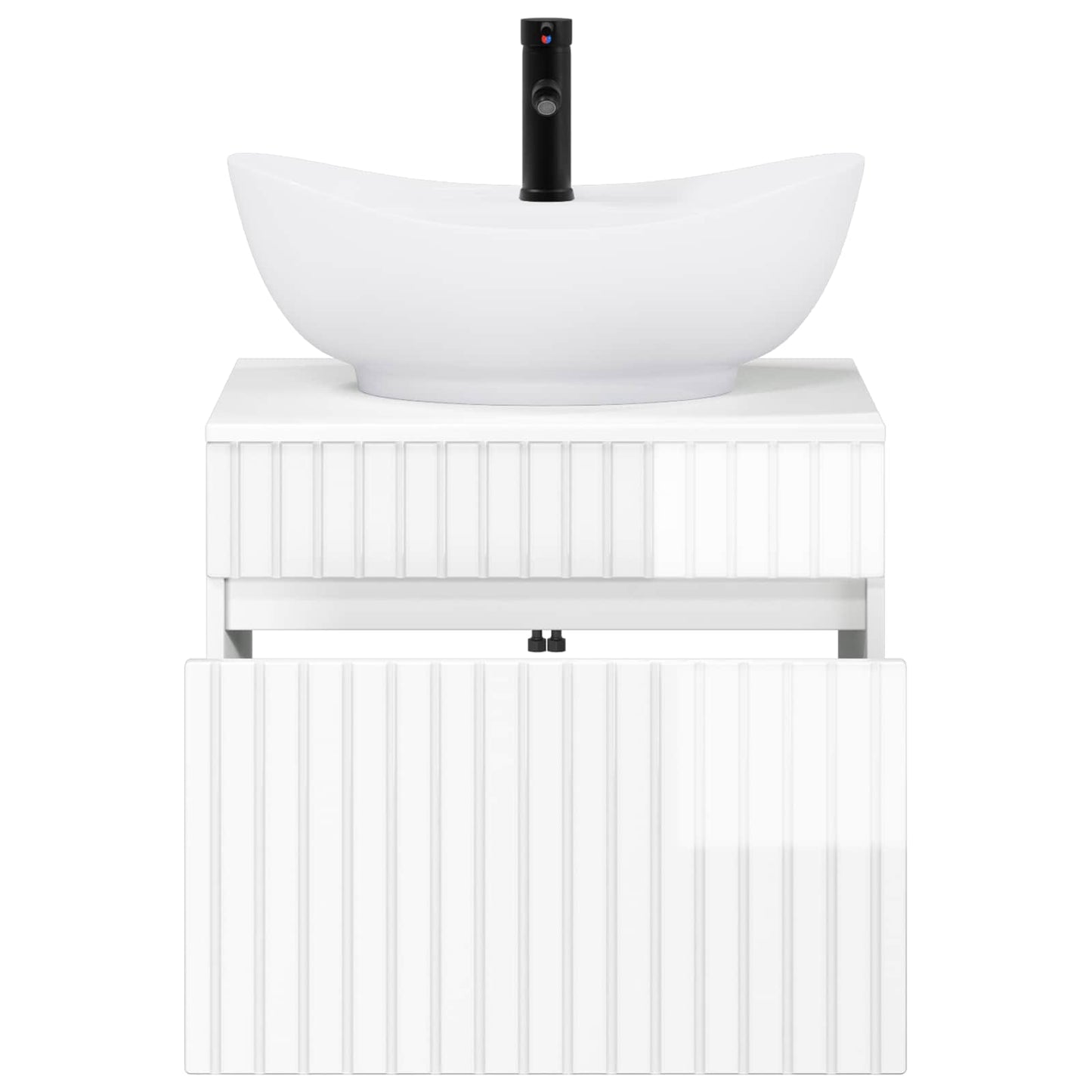 Bathroom Furniture Set High Gloss White Engineered Wood