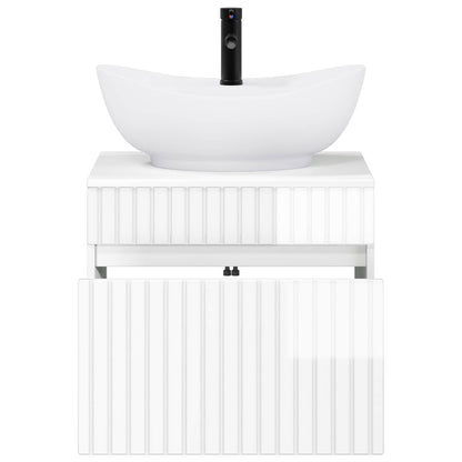 Bathroom Furniture Set High Gloss White Engineered Wood