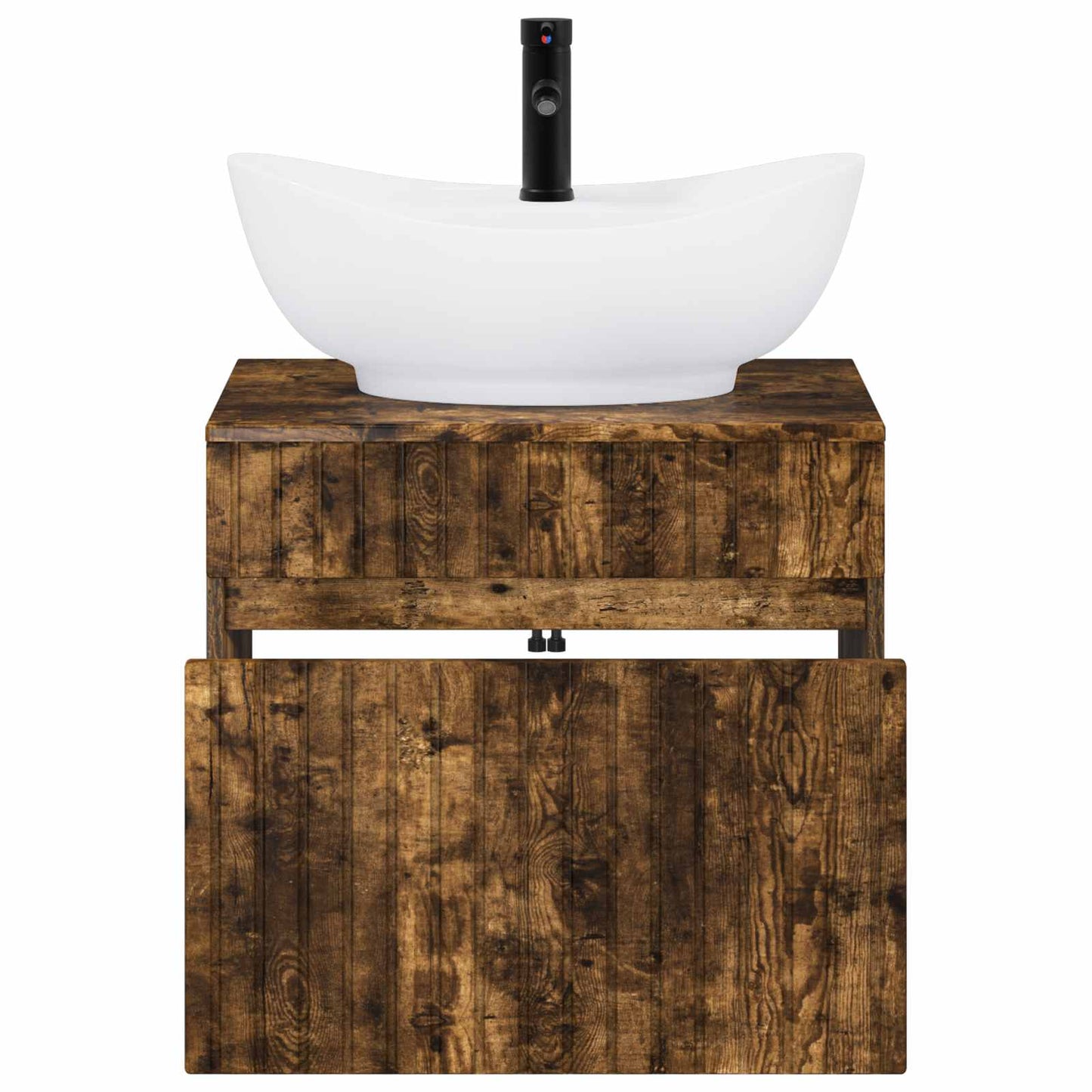 Bathroom Furniture Set Smoked Oak Engineered Wood