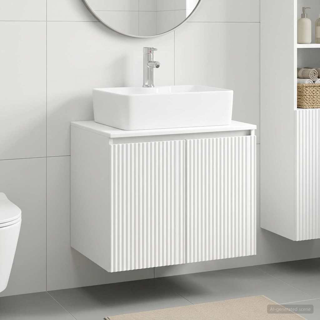 Bathroom Furniture Set White Engineered Wood