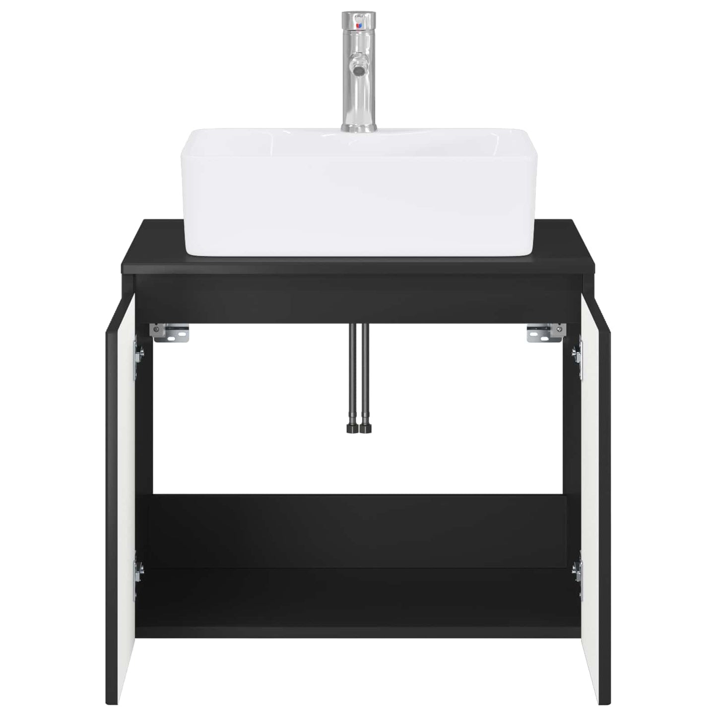 Bathroom Furniture Set Black Engineered Wood