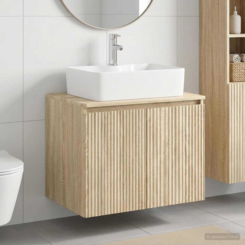 Bathroom Furniture Set Sonoma Oak Engineered Wood