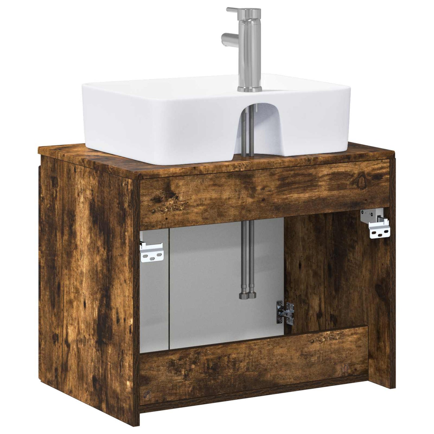 Bathroom Furniture Set Smoked Oak Engineered Wood