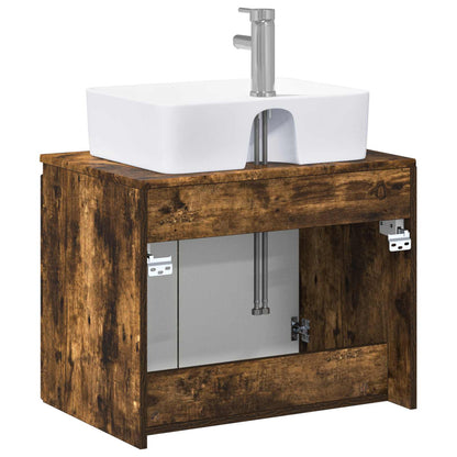 Bathroom Furniture Set Smoked Oak Engineered Wood