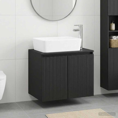 Bathroom Furniture Set Black Engineered Wood