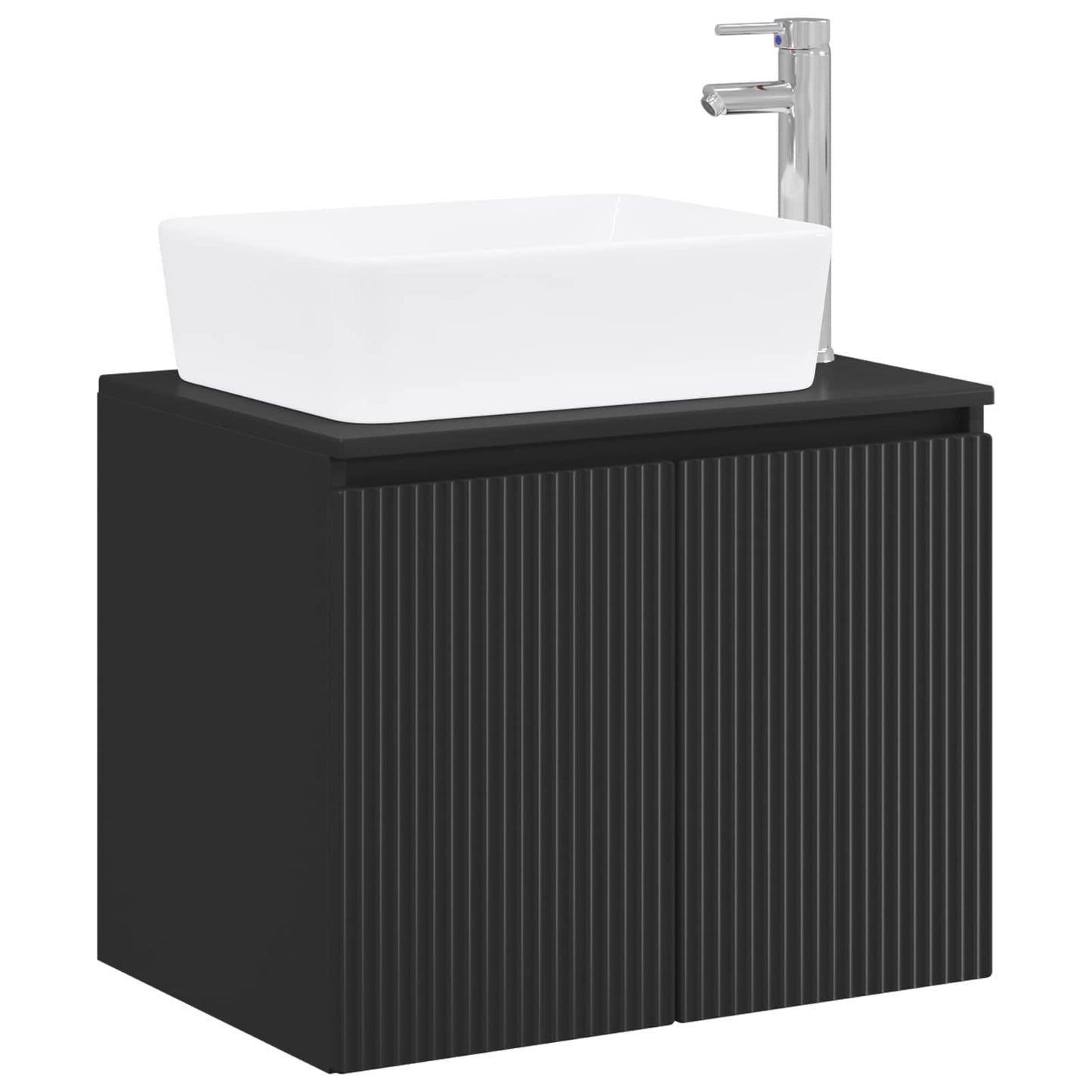 Bathroom Furniture Set Black Engineered Wood